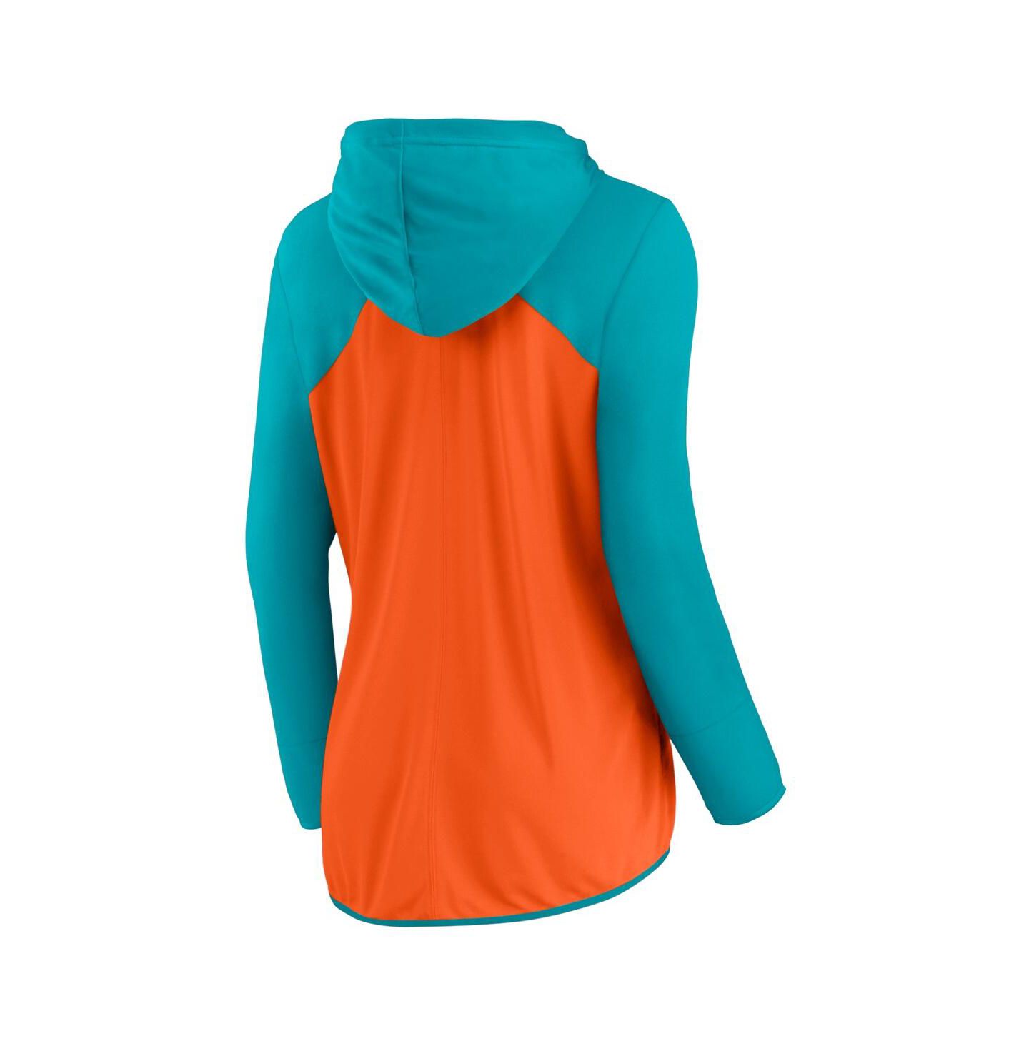 Женское худи Fanatics Orange/Aqua Miami Dolphins Script Full-Zip — фото 3