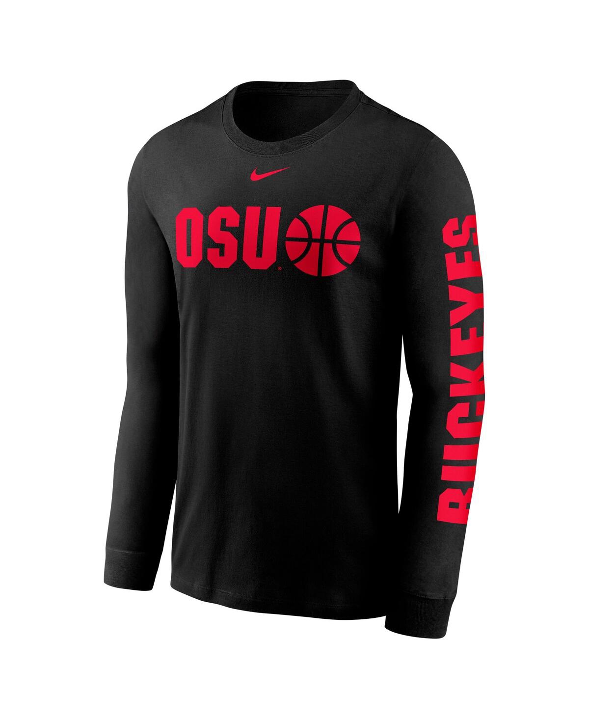 Nike Men's Black Ohio State Buckeyes Basketball Icon Two-hit Long Sleeve T-shirt In Black