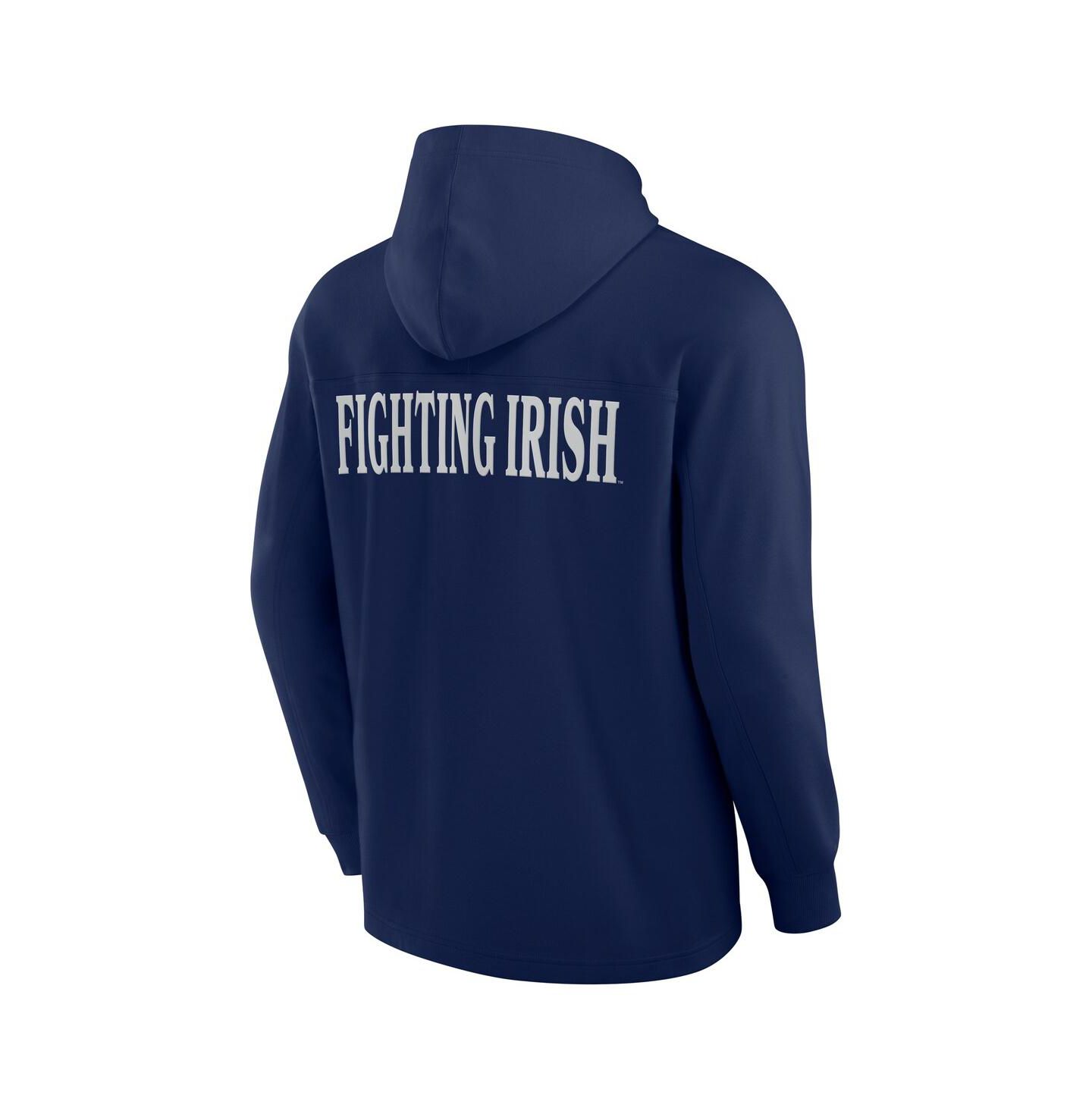 Мужское худи Fanatics Navy Notre Dame Fighting Irish Blaze Tri-Blend Pullover — фото 3