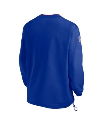 Men's Royal New York Giants 2024 Sideline Throwback Logo Long-Sleeve V-Neck Windshirt