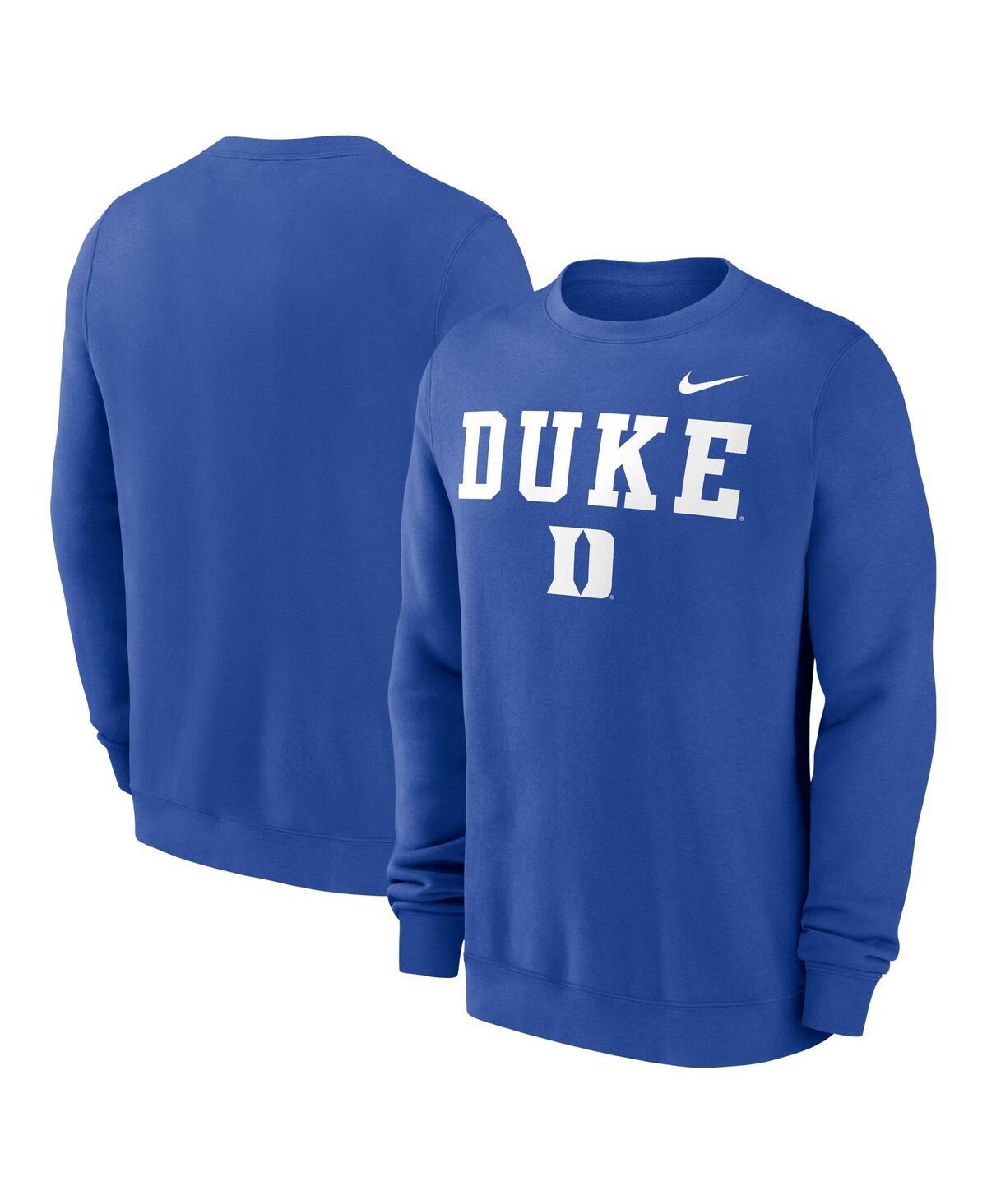 NIKE MEN'S ROYAL DUKE BLUE DEVILS PRIMETIME PRIMARY STACK PULLOVER SWEATSHIRT 