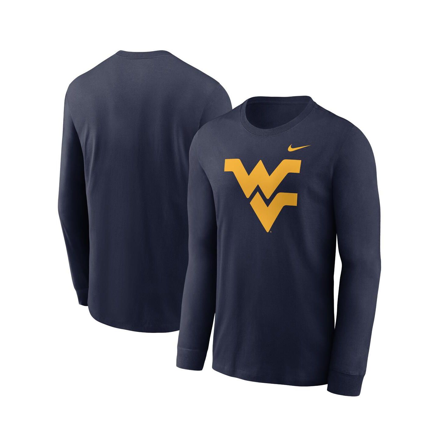 Мужская футболка Nike Navy West Virginia Mountaineers Primary Logo Long Sleeve — фото 1