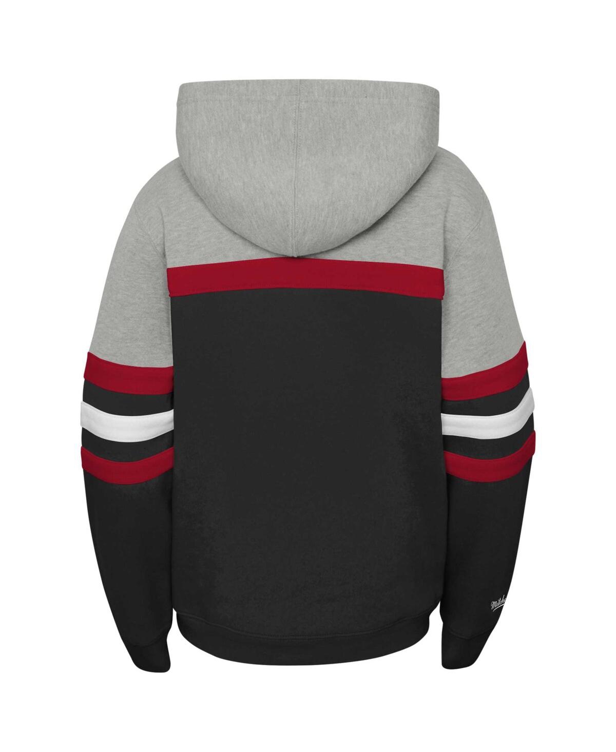 MITCHELL & NESS BIG BOYS AND GIRLS BLACK/GRAY DETROIT RED WINGS HEAD COACH PULLOVER HOODIE