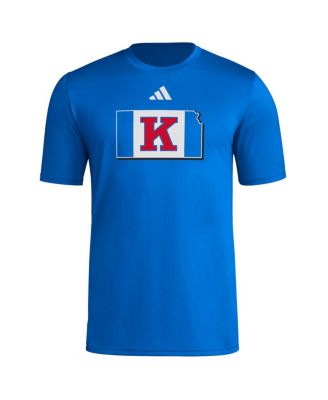 Men's Royal Kansas Jayhawks Basketball State Outline Pre-Game T-Shirt