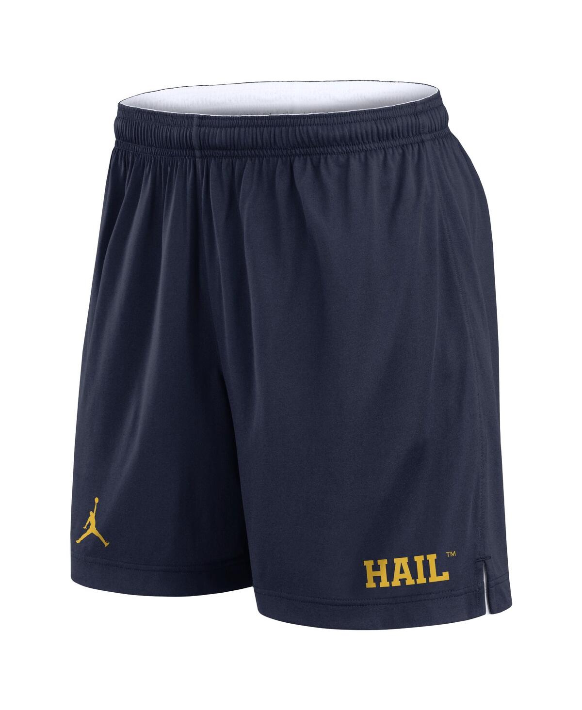 JORDAN MEN'S WHITE/NAVY MICHIGAN WOLVERINES PRIMETIME REVERSIBLE SHORTS 