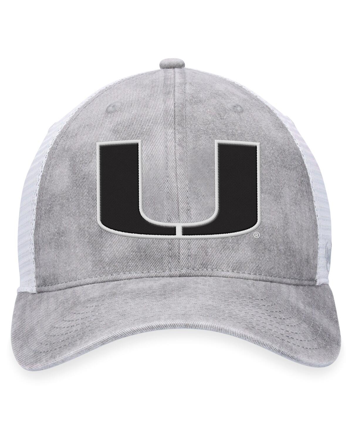 Top Of The World Men's Gray/white Miami Hurricanes Slate Trucker Adjustable Hat In Gray,white