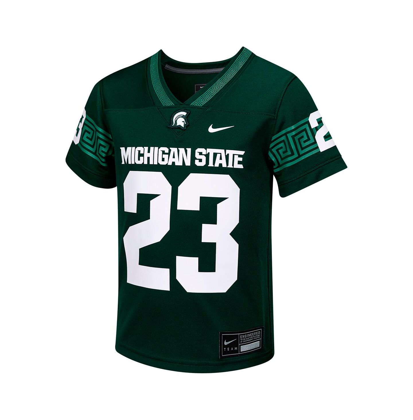 Топ Nike 23 Green Michigan State Spartans Untouchable Football Jersey для мальчиков — фото 2