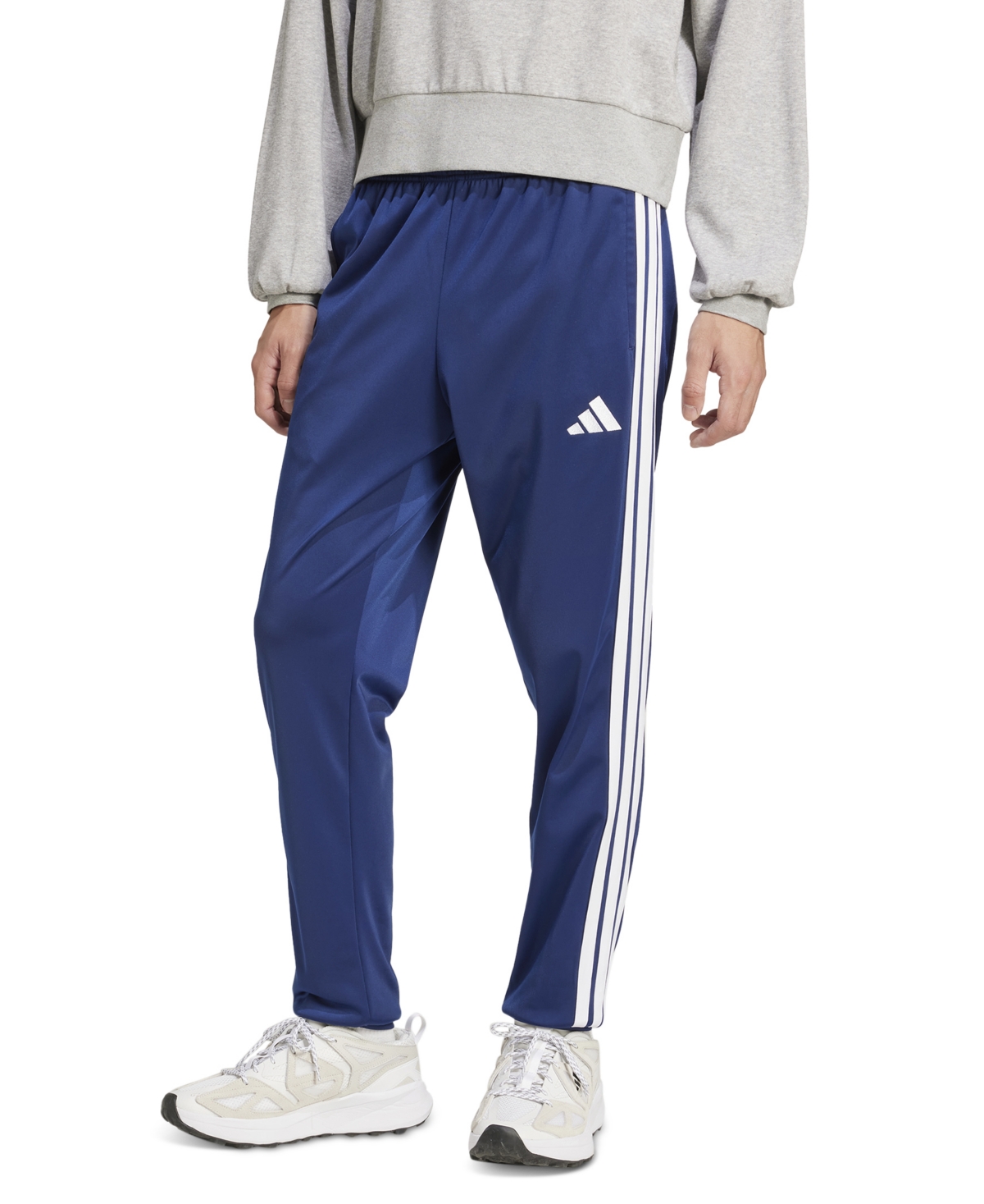 adidas Men's Regular-Fit Tapered Stripe Track Pants - Dkblue