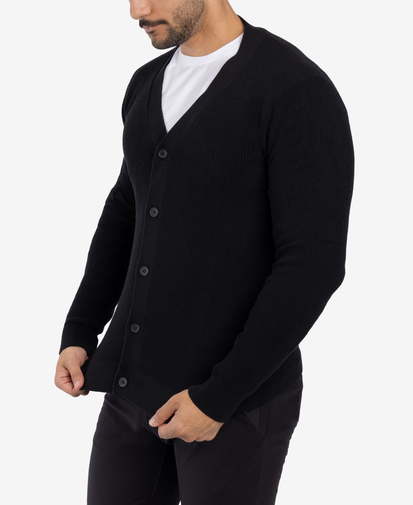 Мужской кардиган XRAY Big & Tall Cotton Cardigan, цвет: Чёрный — фото 6