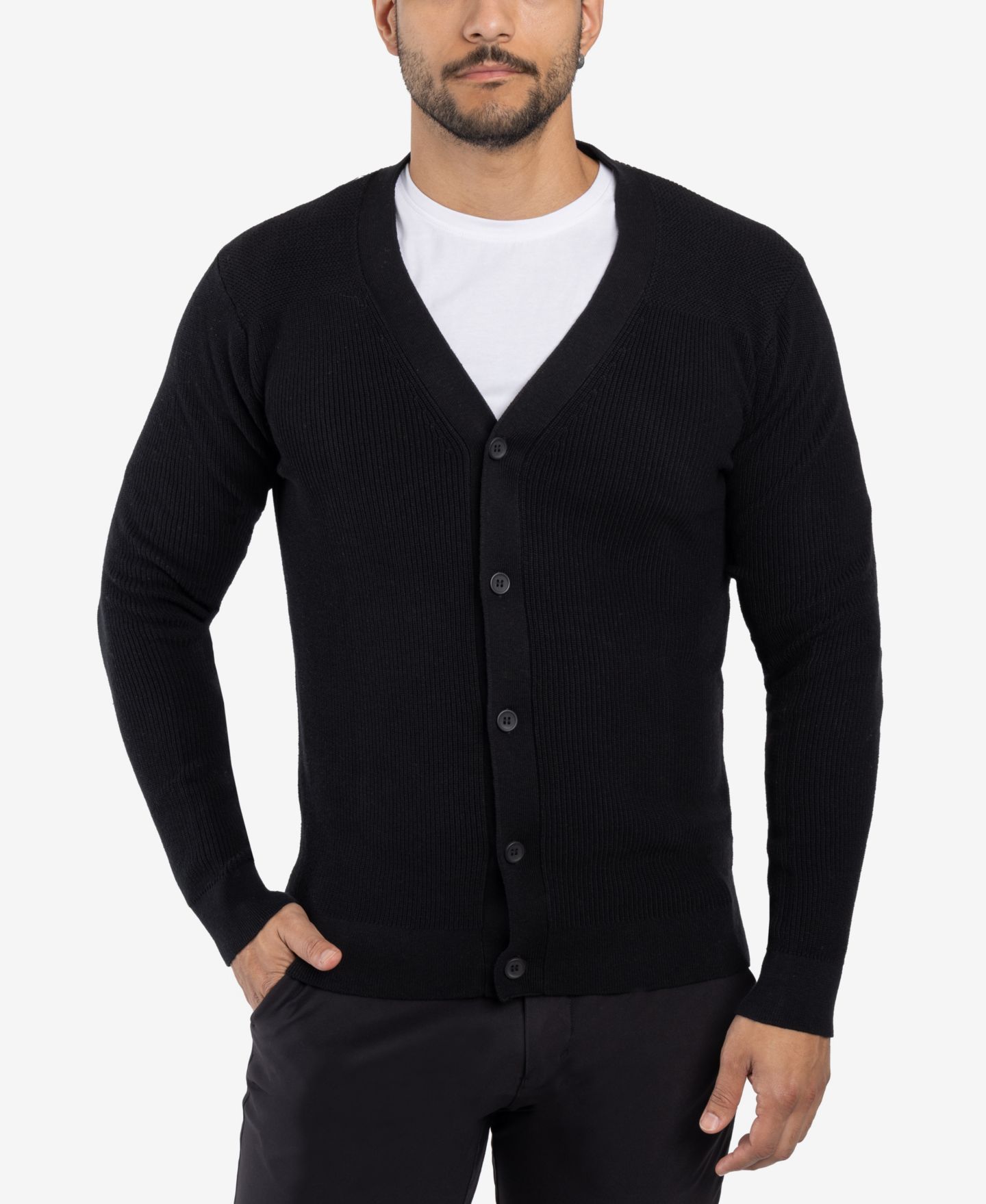 Мужской кардиган XRAY Big & Tall Cotton Cardigan, цвет: Чёрный — фото 1