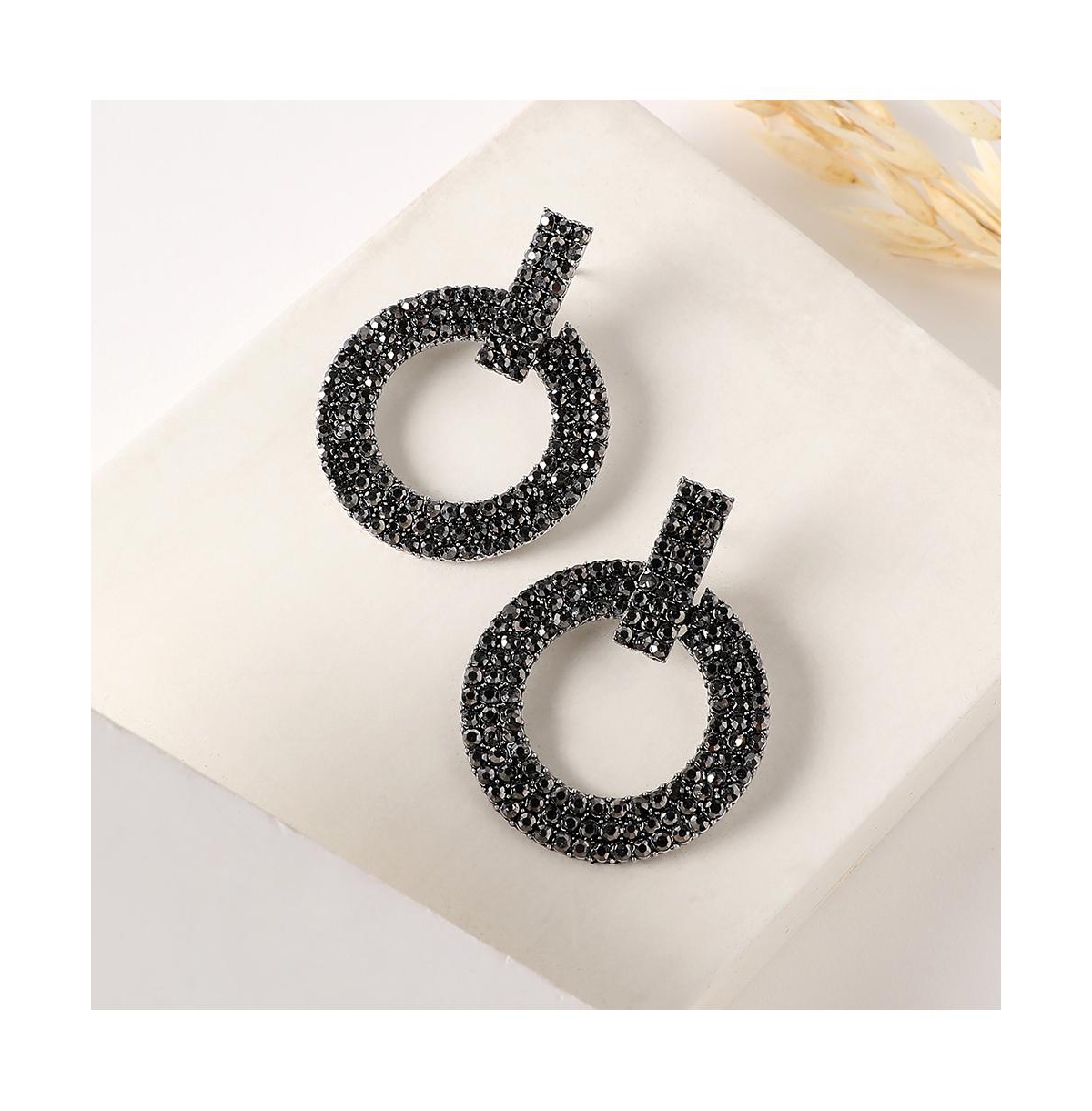 Sohi Clustered Hollow Circular Drop Earrings In Silver