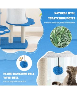 54'' Cat Tree Tower w/ Sisal Scratching Posts Bell Cat Perch Cat Condo