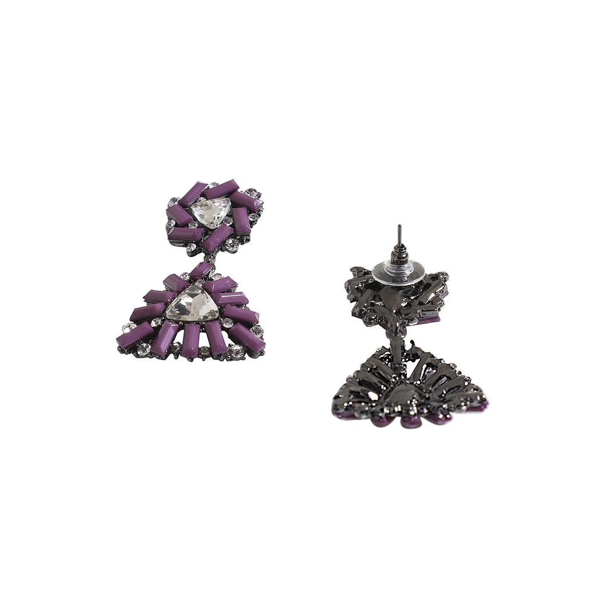 Sohi Geometric Drop Earrings In Purple