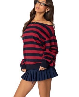 Womens Sterling Striped Off Shoulder Sweater