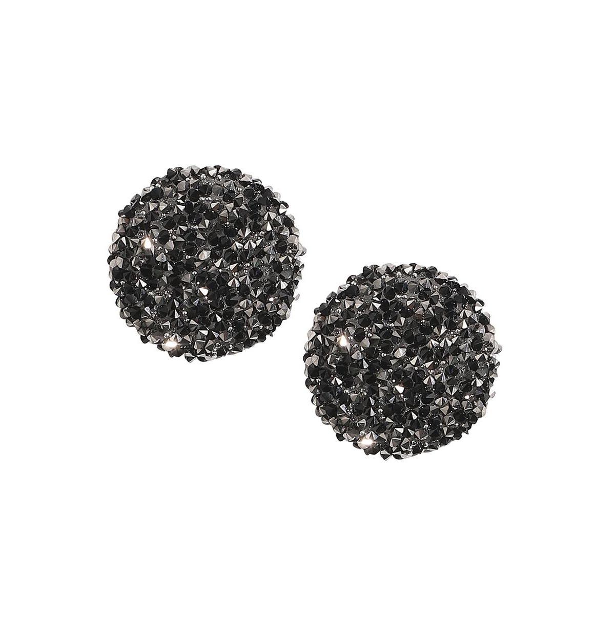 Sohi Embellished Cluster Circular Stud Earrings In Black