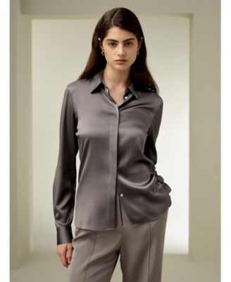Women's Elegant Silhouette Silk Shirt