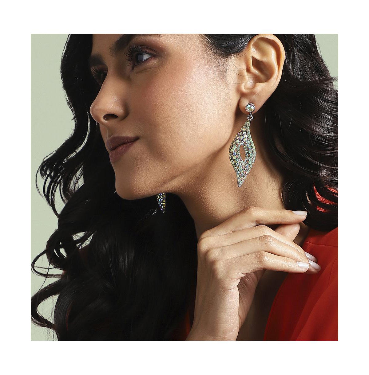 Sohi Swirl Rhombus Drop Earrings In Silver