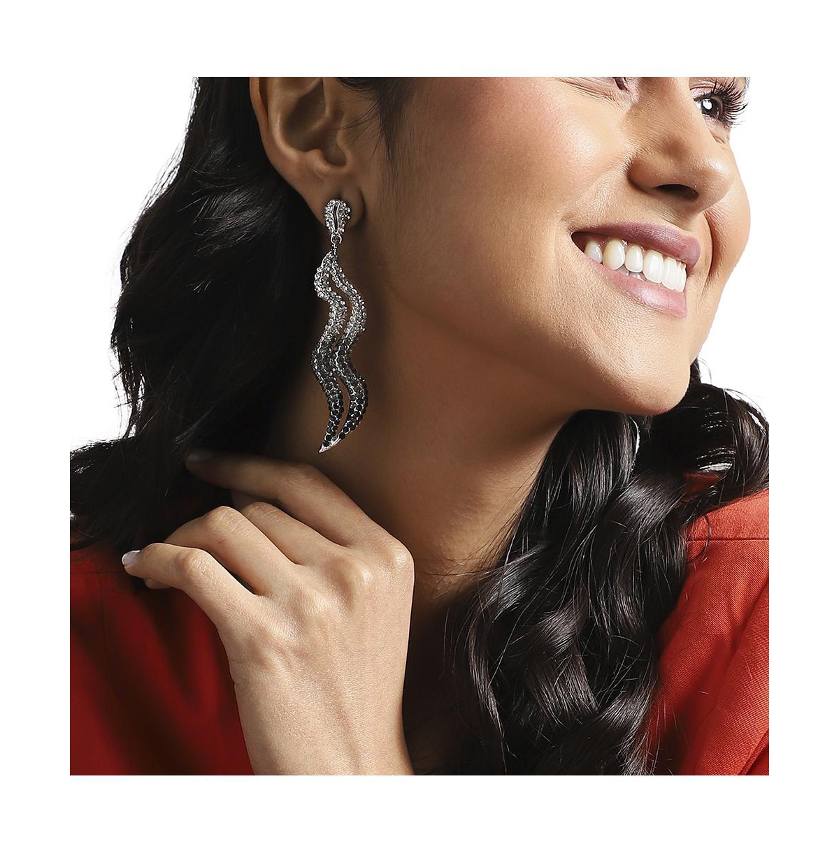 Sohi Ombre Swirl Drop Earrings In Silver