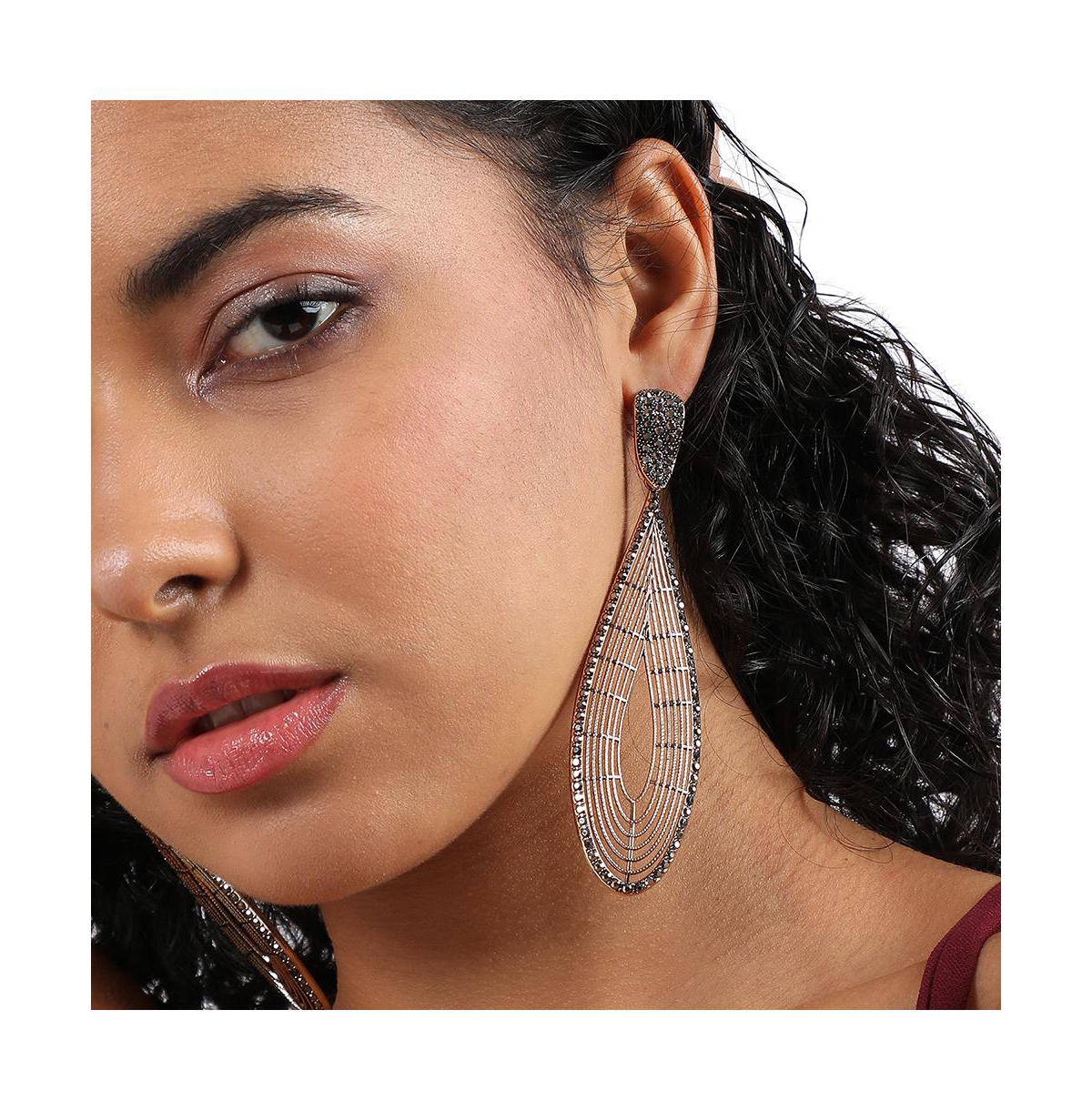 Maxi Lined Teardrop Drop Earrings