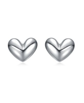 Minimalist Heart Stud Earrings in White Gold Plated, 14K Gold Plated, or 18K Rose Gold Plated