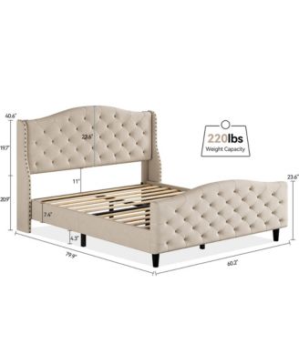 Queen Size Velvet Platform Bed Frame w/Headboard and Footboard Upholstered Bed Frames