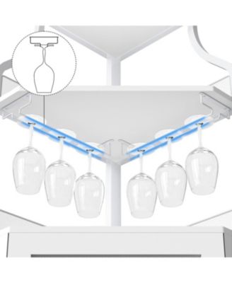 Corner Wine Bar Rack Cabinet with Detachable Wine Rack, Home Bar Cabinet with Barn Door and Adjustable Shelf, Wine Bar Cabinet and Buffet Cabinet with Mesh Door