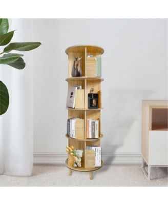 4-Layer Rotating Bookcase for Space-Saving and Convenient Storage