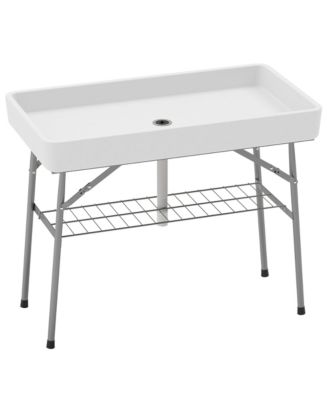 Outsunny 3.4ft Folding Ice Cooler Table with Drain, Party Ice Table ...