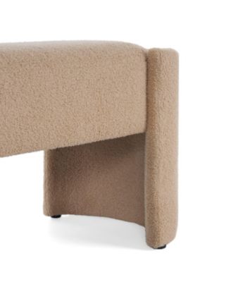 Elegant Long Ottoman Bench, Beige Linen Upholstery with Wooden Frame-The Pop Home