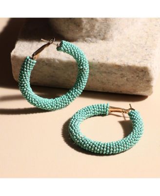 Beaded Cluster Hoop Earrings