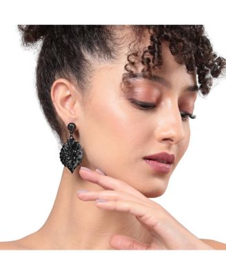 Embellished Leaf Drop Earrings