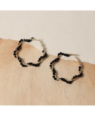 Beaded Twist Hoop Earrrings