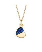 GiGiGirl Children's s 14k Yellow & Black Gold Plated with Red or Blue Cubic Zirconia Heart Pendant Necklace - Blue