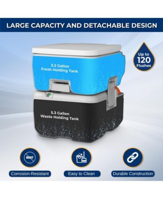 Portable Outdoor Toilet With 5.3 Gal Tank & Easy Clean Flush