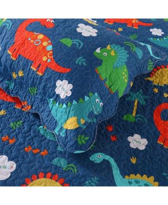 100% Cotton Kids Quilt Dinosaur Bedspread Set for Teens Girls Bedding - Full