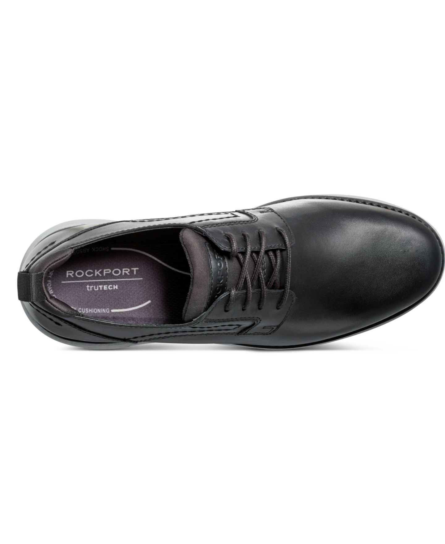 Мужские туфли Rockport Canton Casual Lace-up Round Toe, цвет: Чёрный кожаный — фото 5