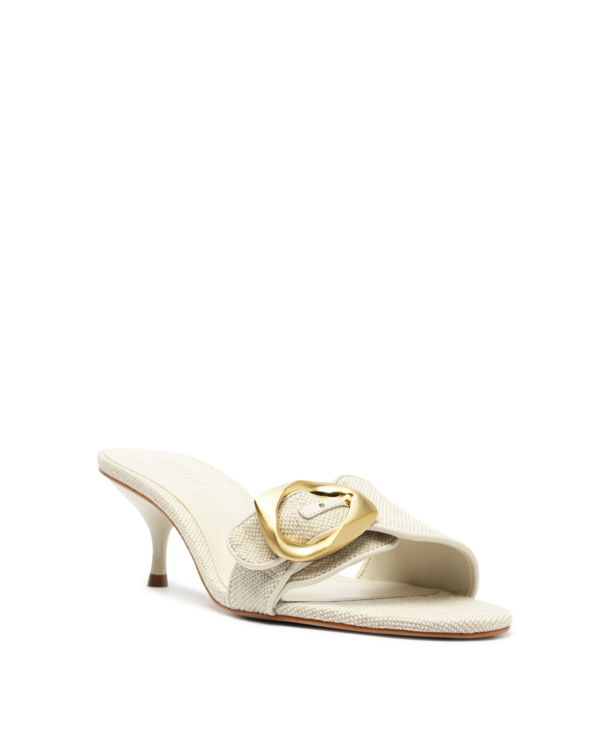 Schutz Olga Buckle Kitten Heel Sandal In Beige
