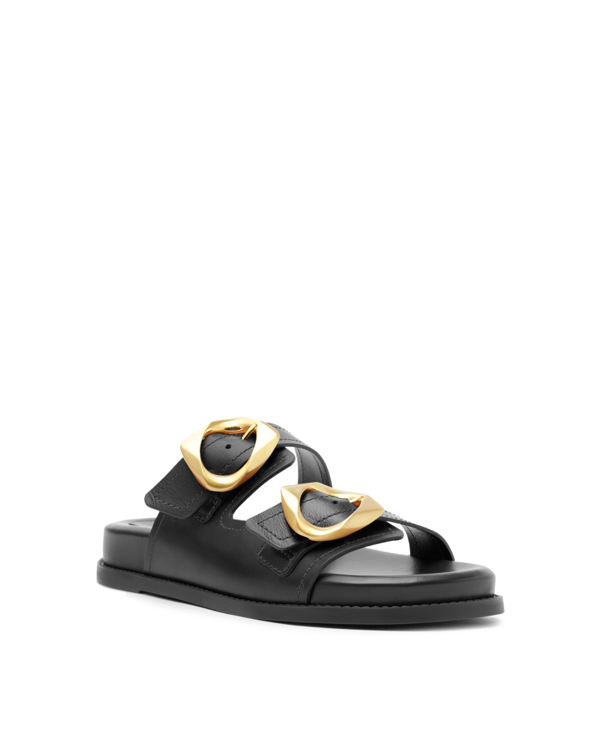 Shop Schutz Women's Olga Sporty Round Toe Flat Sandals In Black