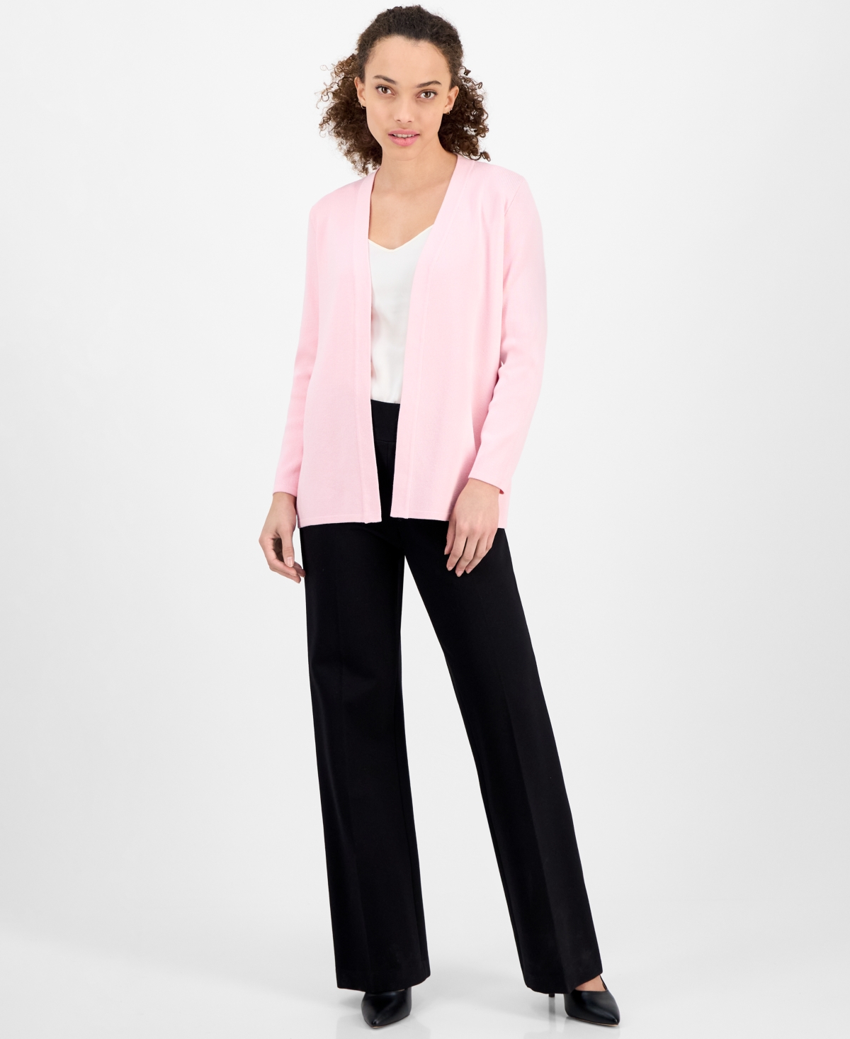 AK ANNE KLEIN PETITE NEWPORT OPEN-FRONT CARDIGAN 