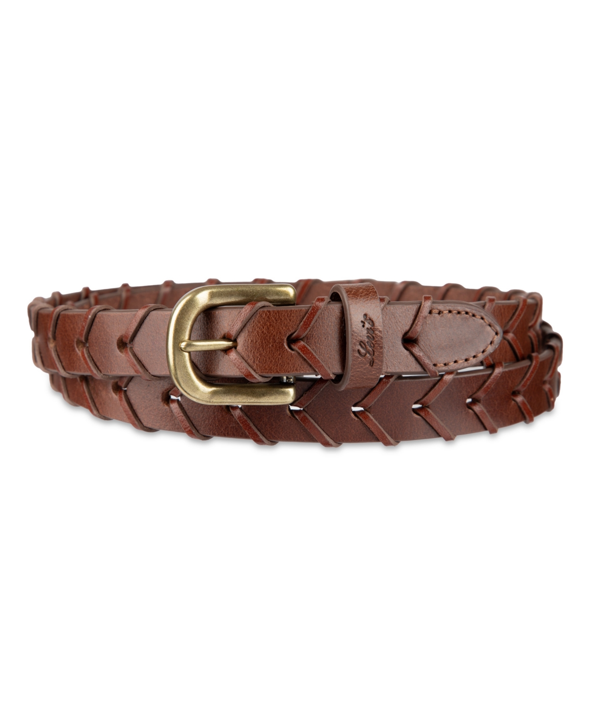 LEVI'S WOMEN'S FULLY ADJUSTABLE SKINNY BRAIDED GENUINE LEATHER BELT 
