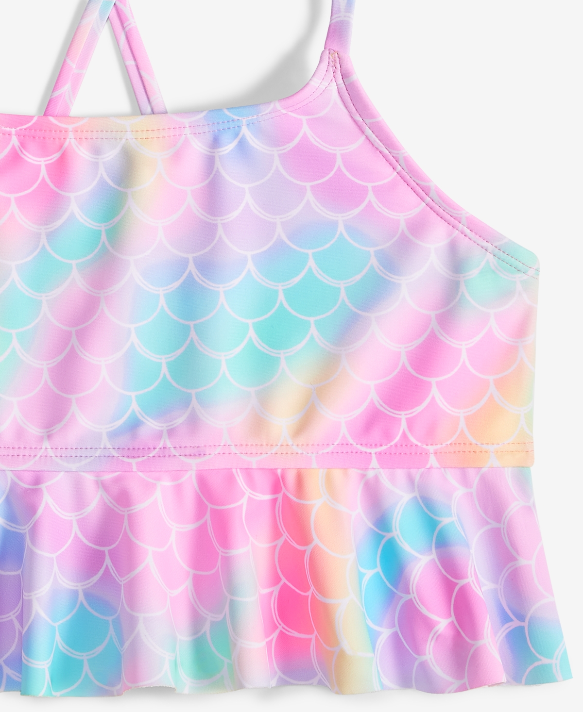 Breaking Waves Big Girls Peplum Tankini Top & Scoop Bottom Swimsuit In Multi