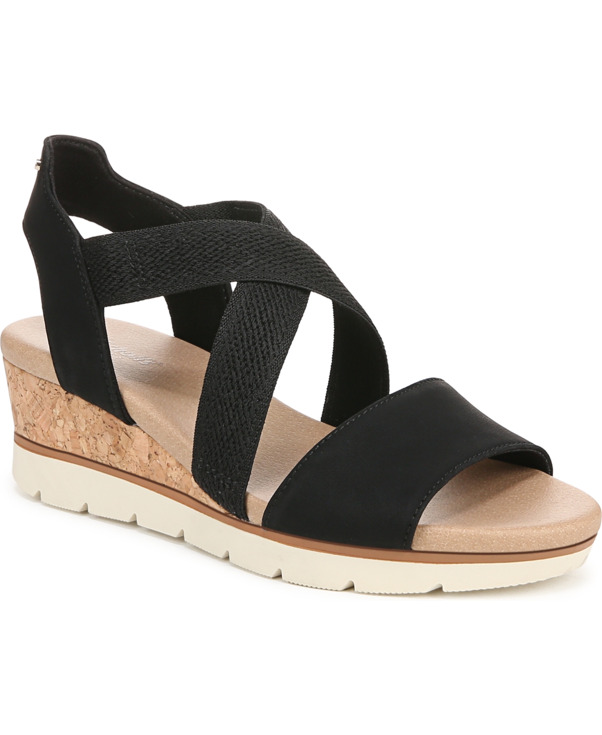 Shop Dr. Scholl's Women's Just Cute Strappy Wedge Sandals In Black Microfiber
