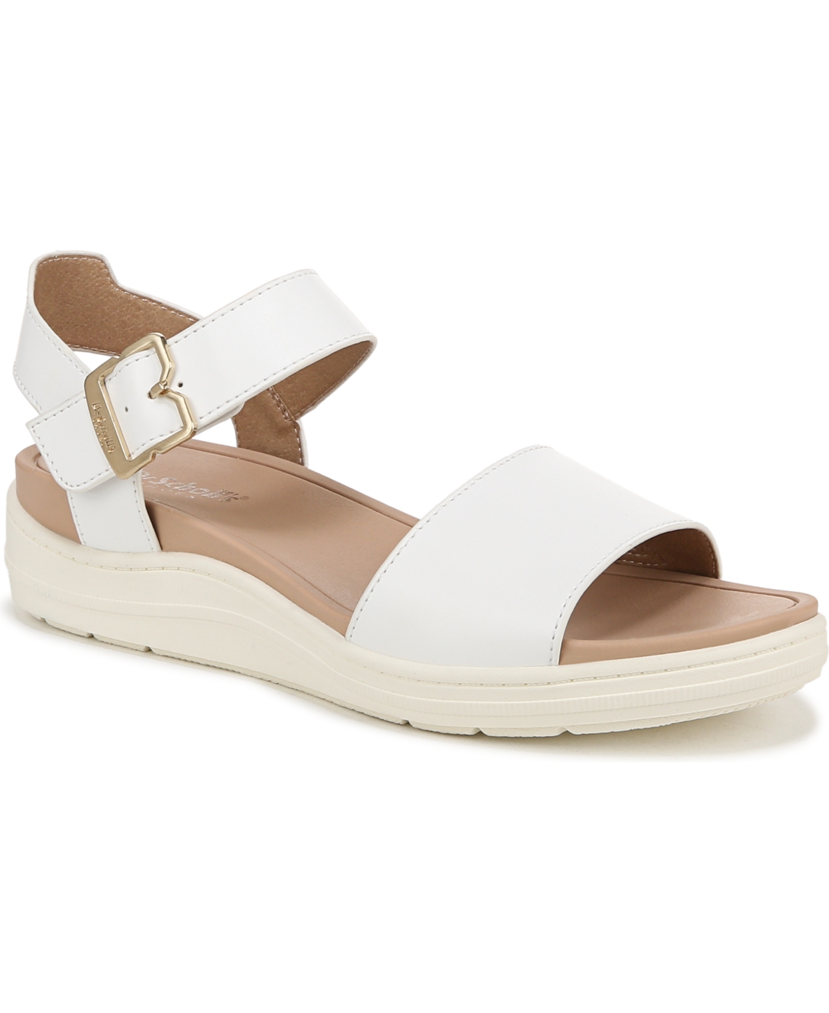 Shop Dr. Scholl's Women's Time Off Sky Sport Wedge Sandals In White Faux Leather