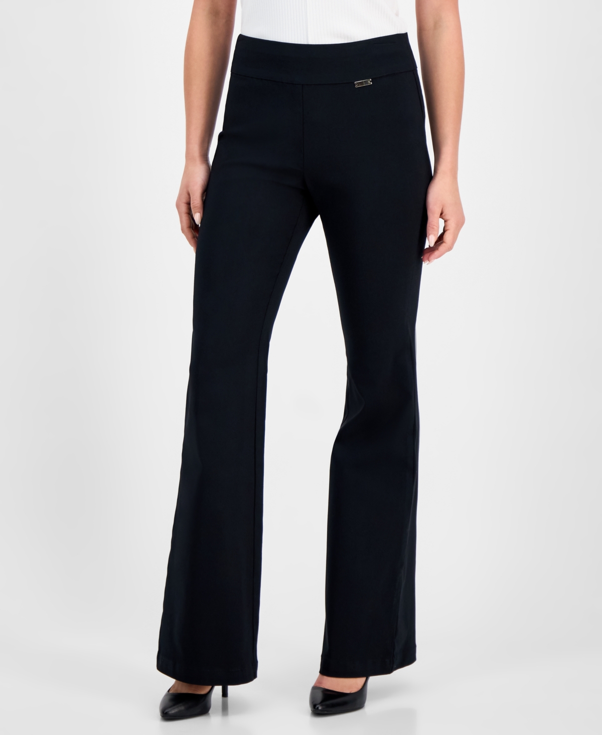 Inc International Concepts Petite High-rise Flare Pants, Exclusively At Macy's In Deep Black