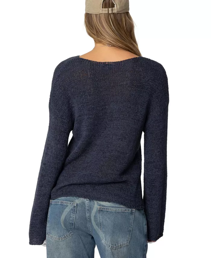 Women's Drop Shoulder Light Knit Sweater - thumbnail 5