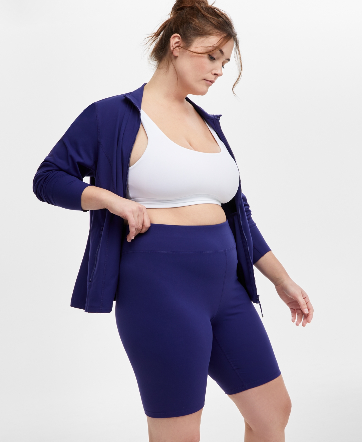 Id Ideology Plus Size Soft 10" Bike Shorts, Exclusively At Macy's In Tartan Blue