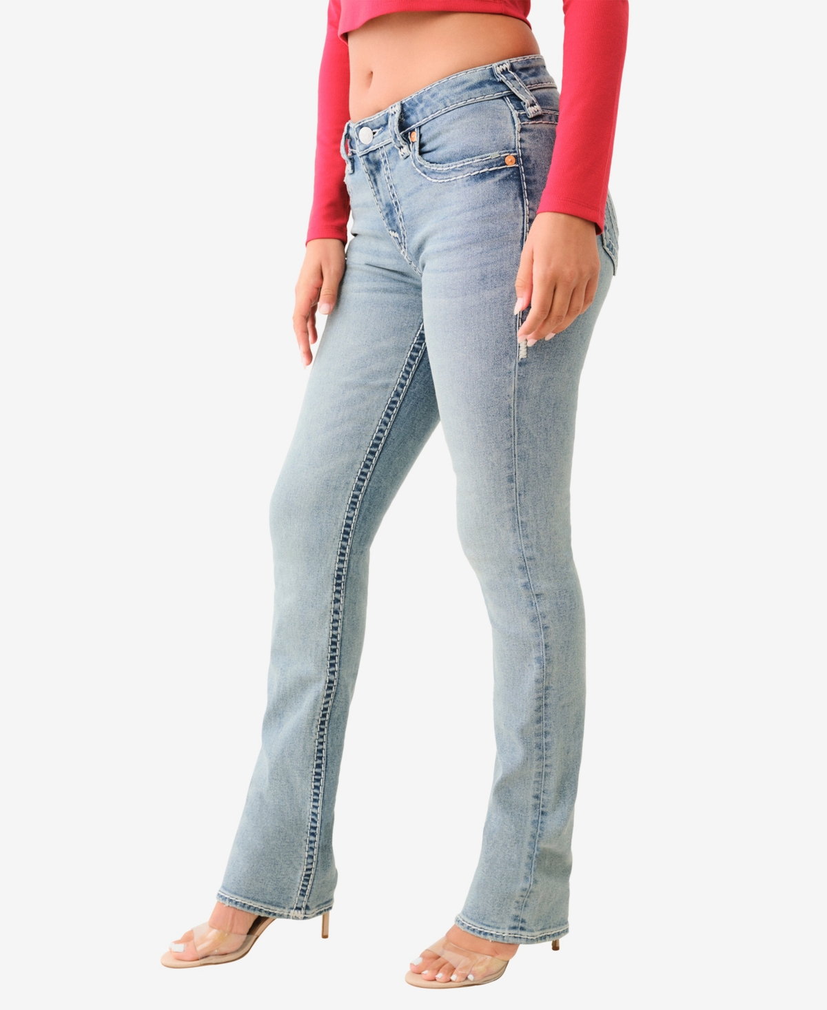 TRUE RELIGION WOMEN'S BILLIE MID RISE SUPER T STRAIGHT JEANS 