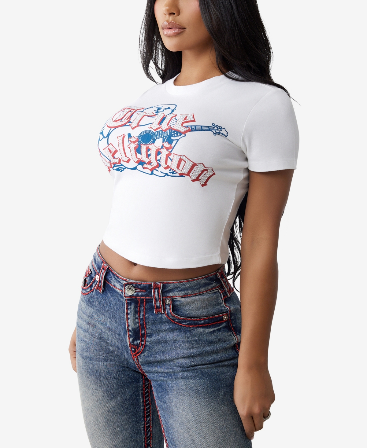 Shop True Religion Women's Buddha Baby Short Sleeve T-shirt In Optic Whit