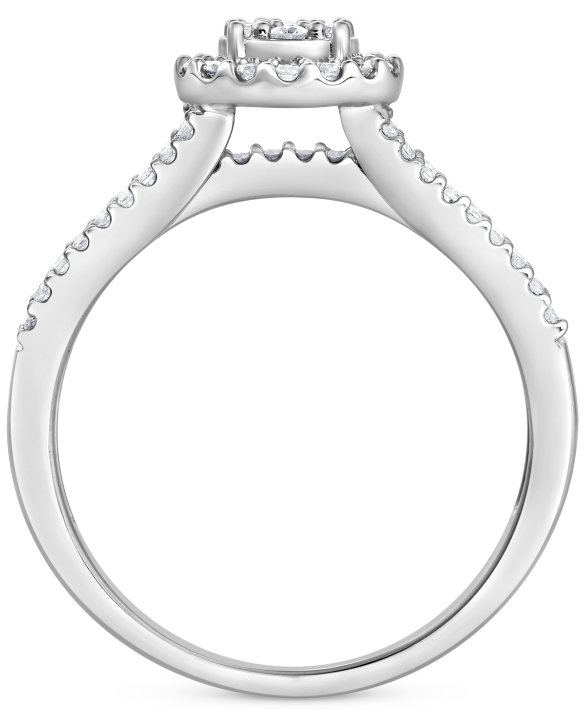 Macy's Diamond Halo Multirow Ring (1/2 Ct. T.w.) In 10k White Gold In White Gold