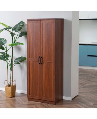 63" Kitchen Pantry, Storage Cabinet with 2 Doors, Adjustable Shelves